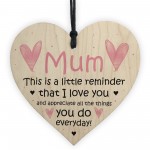 I Love You Mum Wood Heart Mothers Day Birthday Gift For Mum