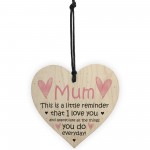 I Love You Mum Wood Heart Mothers Day Birthday Gift For Mum