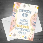 Thank You Card For Mum Mothers Day Birthday From Daughter Son