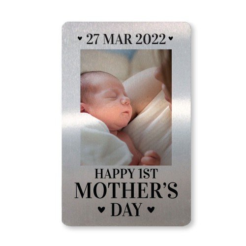 1st Mothers Day Gift Photo Metal Card Personalised Gift