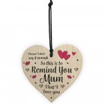 Reminder I Love You Mum Wood Heart Mothers Day Birthday Gift