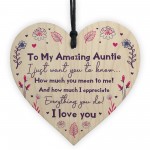 Amazing Auntie Gift For Birthday Mothers Day Wood Heart