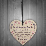 Amazing Auntie Gift For Birthday Mothers Day Wood Heart