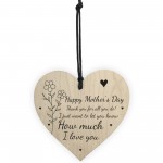 Happy Mothers Day Gift For Mum Mummy Nan Wood Heart Thank You