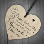 Happy Mothers Day Gift For Mum Mummy Nan Wood Heart Thank You