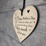 Happy Mothers Day Gift For Mum Mummy Nan Wood Heart Thank You