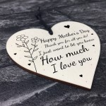 Happy Mothers Day Gift For Mum Mummy Nan Wood Heart Thank You