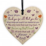 Mum Gift Wood Heart THANK YOU Gift For Mothers Day Birthday