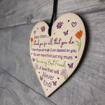 Mum Gift Wood Heart THANK YOU Gift For Mothers Day Birthday