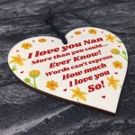 Nan Nanny Wooden Heart Keepsake Birthday Mothers Day Gifts