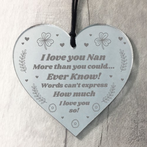 I Love You Nan Gift Engraved Heart Mothers Day Birthday Thankyou