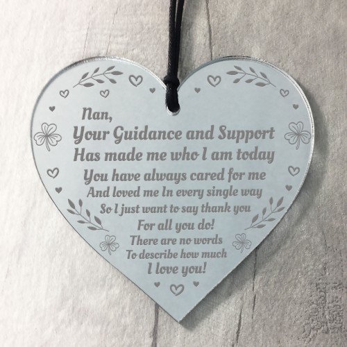 Nan Gifts Engraved Heart Birthday Mothers Day Gift Quote