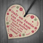 THANK YOU Gift For Auntie Wood Heart Mothers Day Birthday Gift