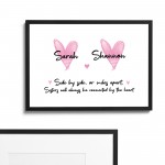 Sister Gift Connected By Heart Personalised Framed Print