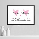 Sister Gift Connected By Heart Personalised Framed Print