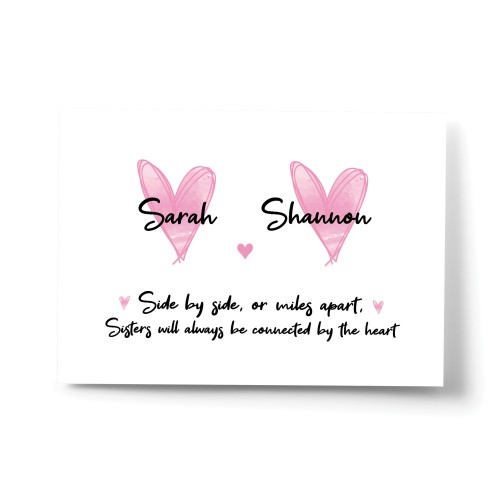 Sister Gift Connected By Heart Personalised Birthday Gift