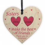 Personalised Sister Gifts Wooden Heart Friendship Gift Birthday