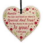 Special Gift For Auntie Birthday Mothers Day Wood Heart Gift