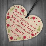 Special Gift For Auntie Birthday Mothers Day Wood Heart Gift