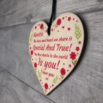 Special Gift For Auntie Birthday Mothers Day Wood Heart Gift