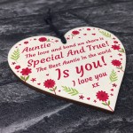 Special Gift For Auntie Birthday Mothers Day Wood Heart Gift