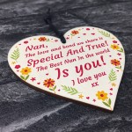 Special Nan Gift For Mothers Day Birthday Wood Heart Thank You