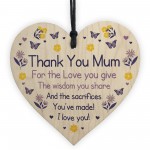 Thank You Mum Gift Wood Heart Birthday Mothers Day Gift