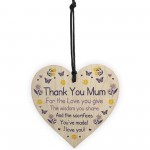 Thank You Mum Gift Wood Heart Birthday Mothers Day Gift