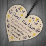 Thank You Mum Gift Wood Heart Birthday Mothers Day Gift