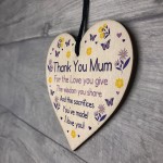 Thank You Mum Gift Wood Heart Birthday Mothers Day Gift