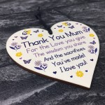 Thank You Mum Gift Wood Heart Birthday Mothers Day Gift