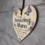 Gift For Amazing Mum Mothers Day Birthday Gift Wood Heart