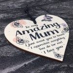 Gift For Amazing Mum Mothers Day Birthday Gift Wood Heart