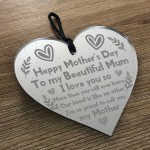 Mothers Day Gift For Beautiful Mum Engraved Heart Thank You Gift