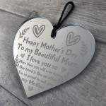 Mothers Day Gift For Beautiful Mum Engraved Heart Thank You Gift