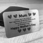 Happy Mothers Day Gift Metal Card Amazing Mum Gift From Daughter