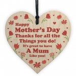 Thank You Gift Wood Heart Mothers Day Gift For Mum From Daughter