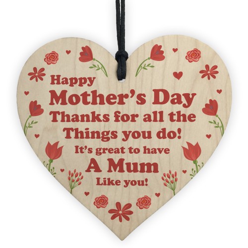 Thank You Gift Wood Heart Mothers Day Gift For Mum From Daughter