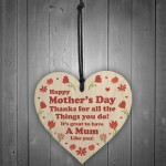 Thank You Gift Wood Heart Mothers Day Gift For Mum From Daughter