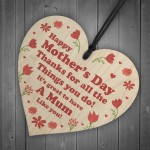 Thank You Gift Wood Heart Mothers Day Gift For Mum From Daughter