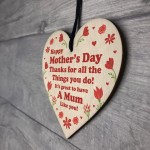 Thank You Gift Wood Heart Mothers Day Gift For Mum From Daughter