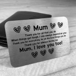 Mum Gift Poem Metal Card Mothers Day Birthday Gift From Daughter