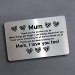 Mum Gift Poem Metal Card Mothers Day Birthday Gift From Daughter