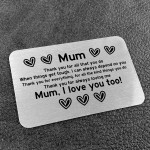 Mum Gift Poem Metal Card Mothers Day Birthday Gift From Daughter