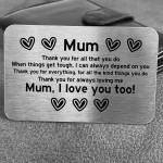 Mum Gift Poem Metal Card Mothers Day Birthday Gift From Daughter