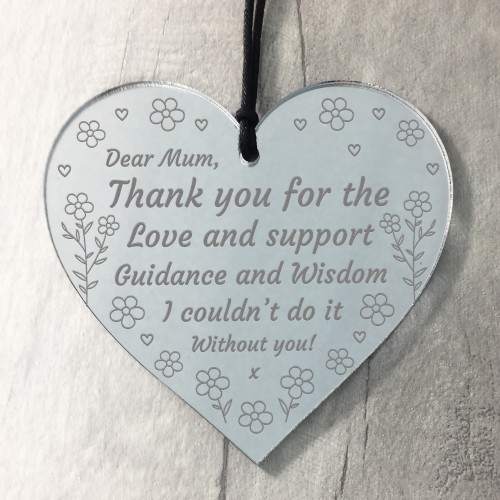 Thank You Gifts Engraved Heart Mothers Day Gift For Mum