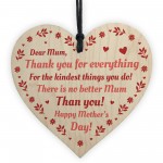 Thank You Plaque Wood Heart Mothers Day Gift From Daughter Son