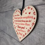 Thank You Plaque Wood Heart Mothers Day Gift From Daughter Son