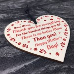 Thank You Plaque Wood Heart Mothers Day Gift From Daughter Son