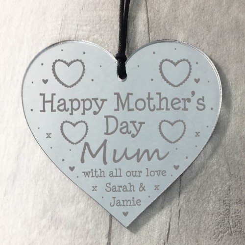 Personalised Mothers Day Gift For Mum Engraved Heart Thank You